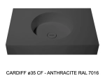 Plan vasque lavabo circulaire ⦰ 35 cm sur mesure Largeur 50 à 201 x P 40 à 51 cm Finition lisse 10 couleurs au choix, Anti bactérien Résine Akrytan® dans la masse Livraison Offerte.